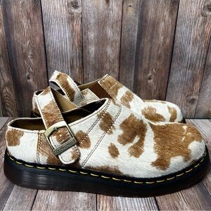 DR. MARTENS Isham Hair-On Genuine Leather /Cow Print Mules Women’s Size 7 Shoes